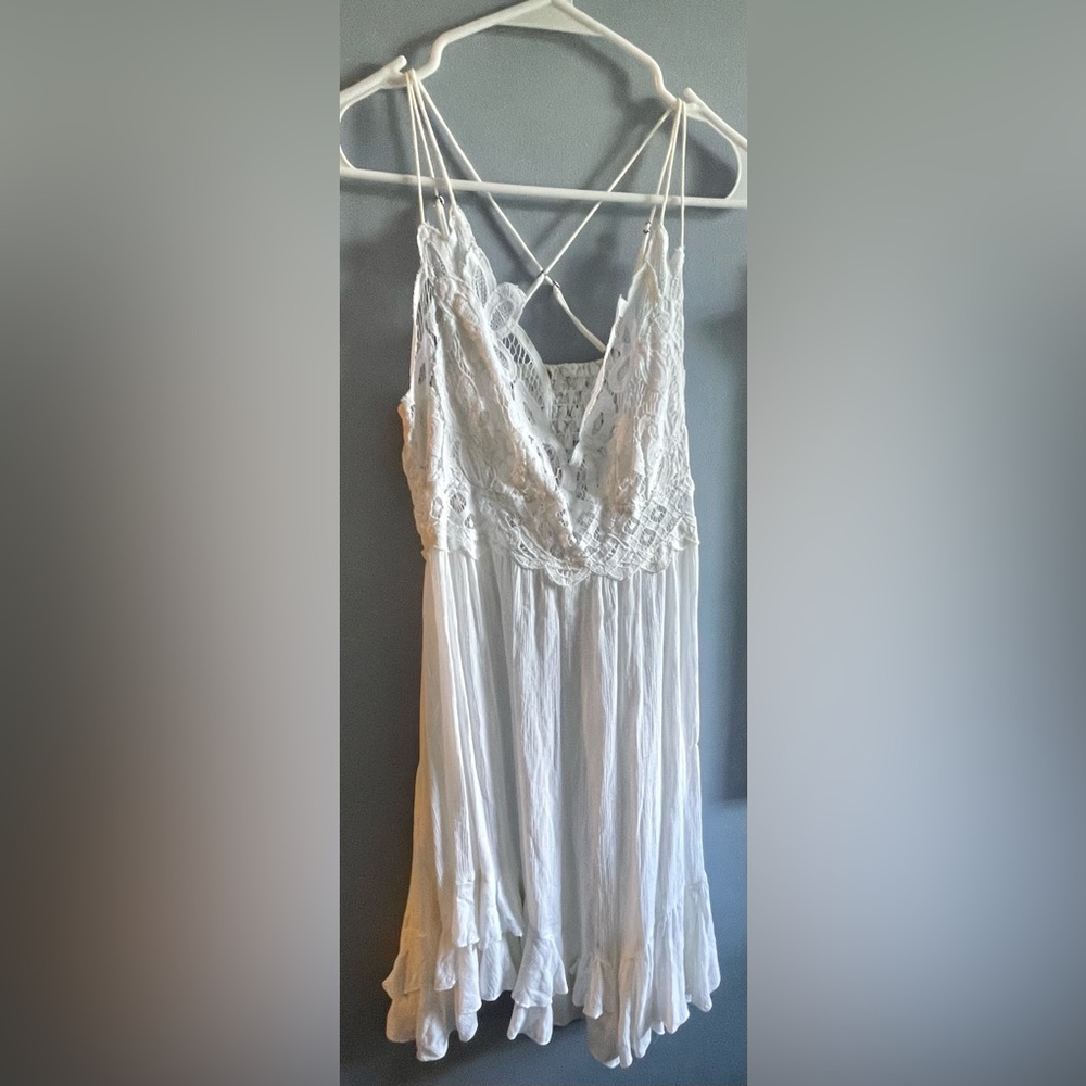 Free People White Lace Mini Dress